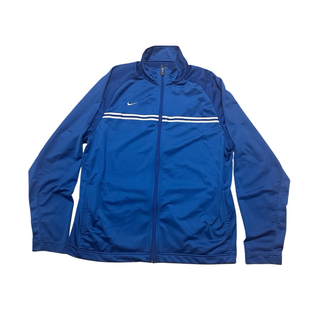 Nike Vintage Track Jacket Adult Large Blue Full Zip Team Sports Swoosh Soccer